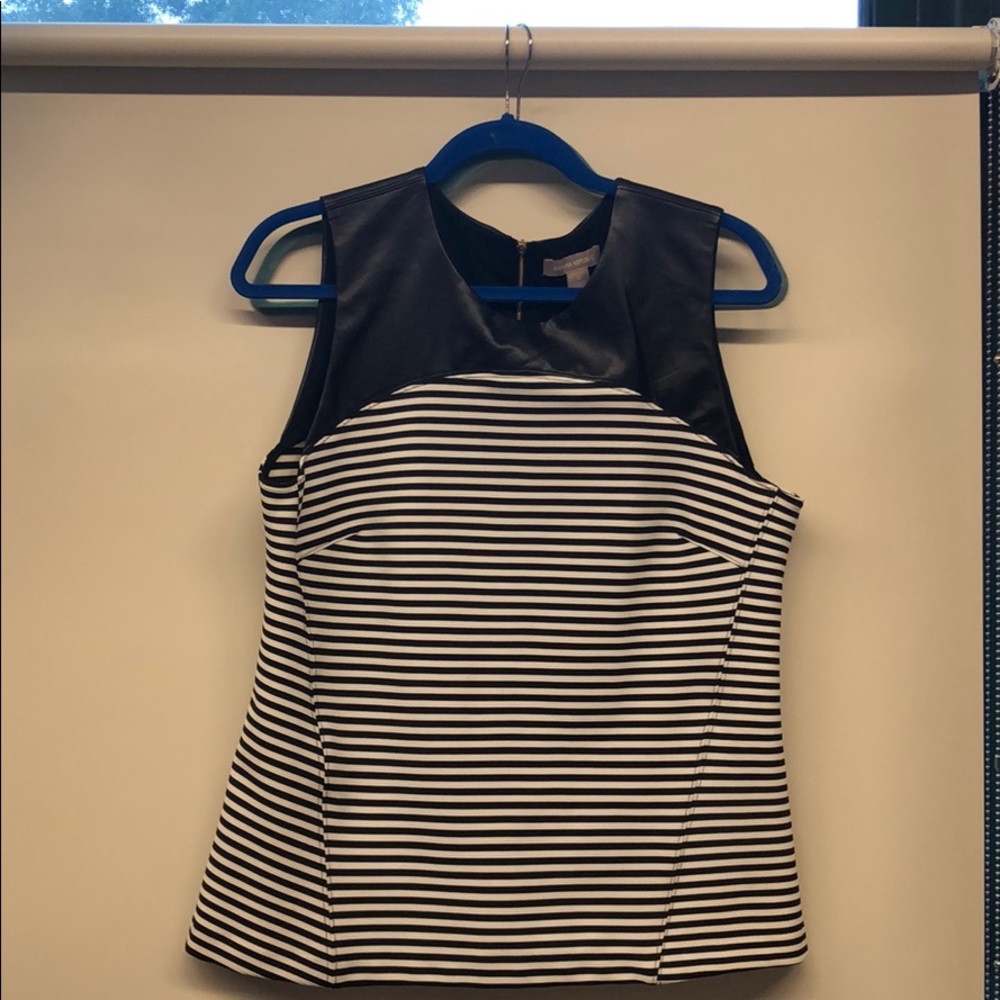 Shirt with leather shoulders and sweater